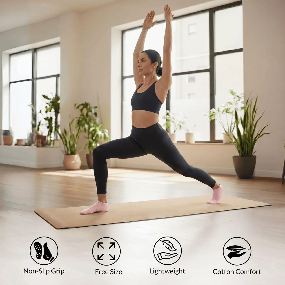 Ankle grip socks for pilates during yoga