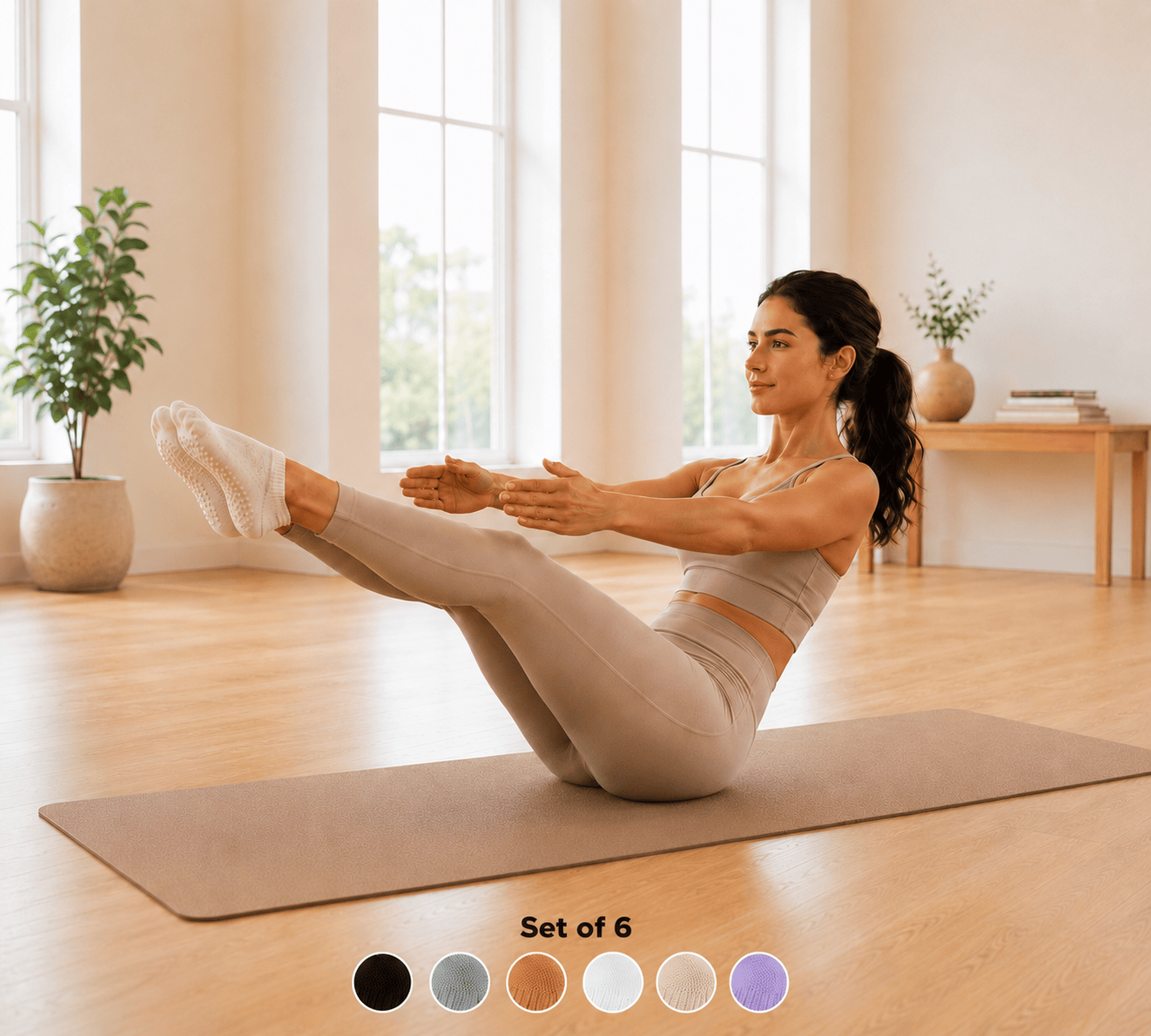 Ankle Pilates Socks for Women | Non Slip Grip Socks