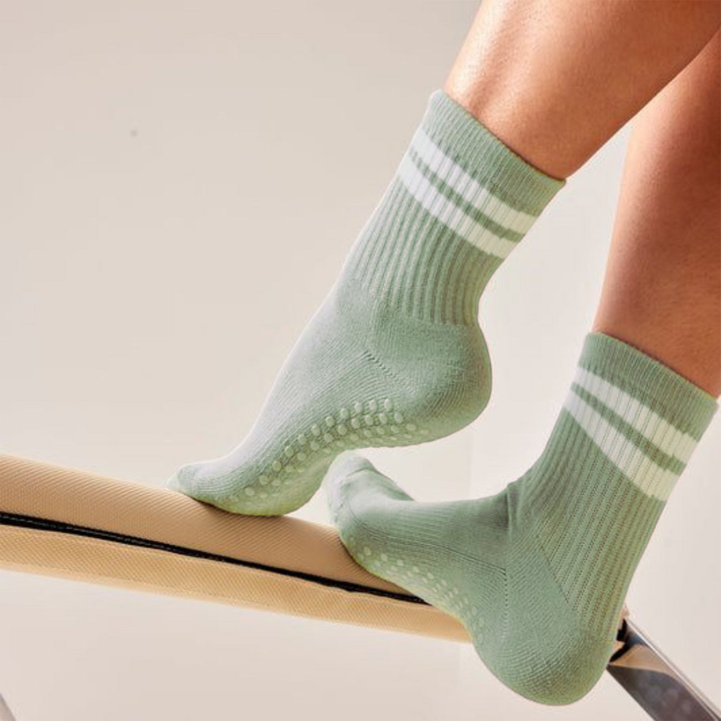 Mint green anti-slip pilates socks for studio use – The Fit Fab Co