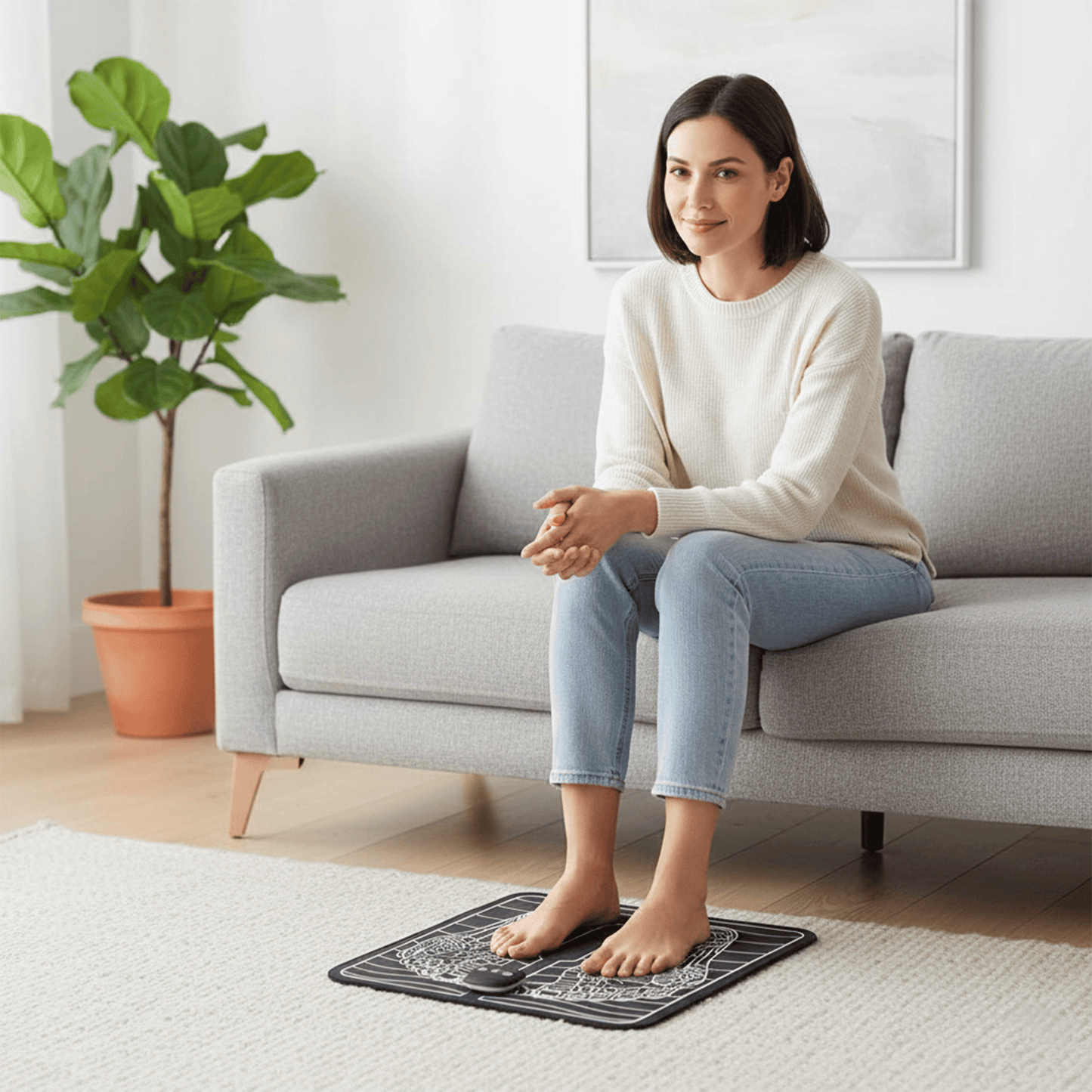 foot massage mat used for plantar fasciitis relief at home