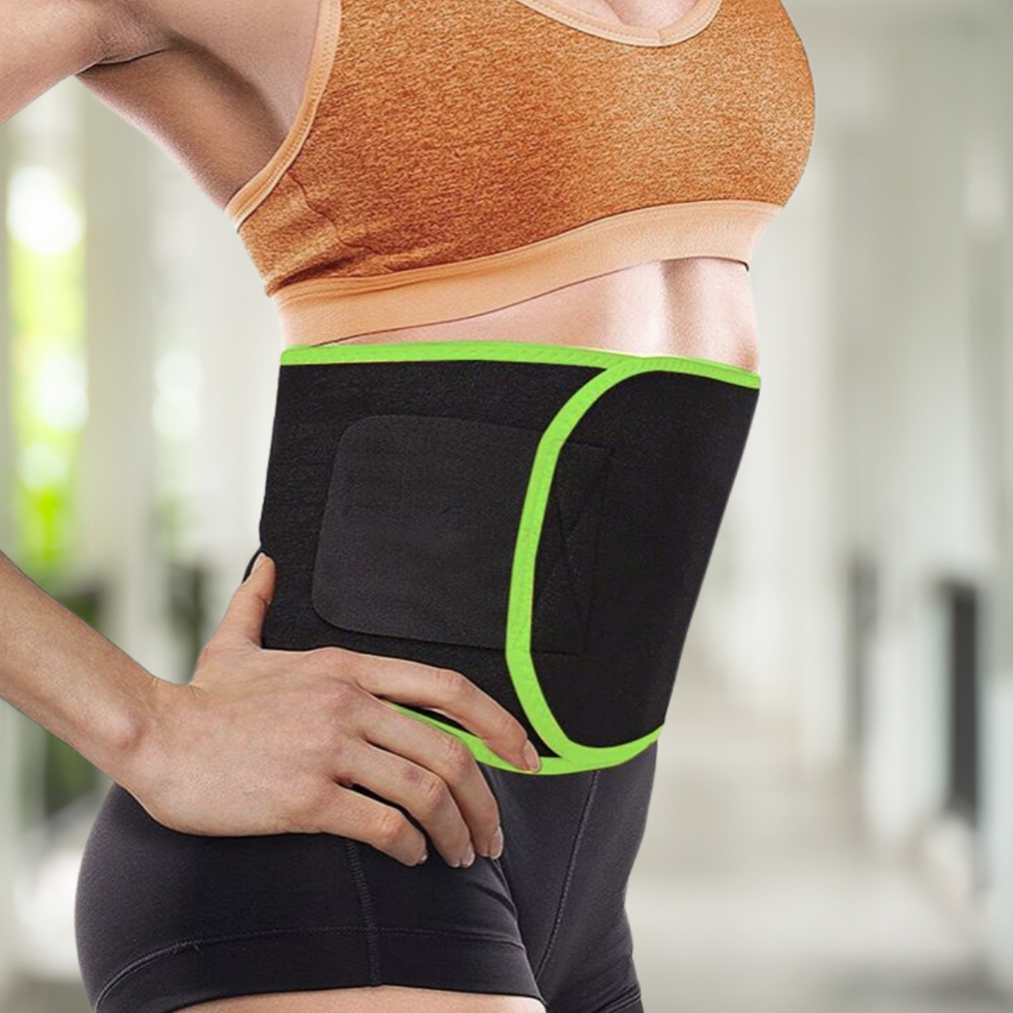 High-compression belly belt with green trim for core training – The Fit Fab Co