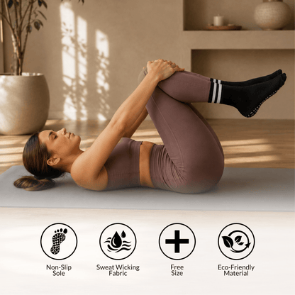 Mid-Calf Pilates Socks for Women | Non Slip Grip Socks