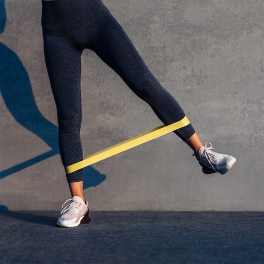 Leg workout with yellow resistance band for glute and hip strength – The Fit Fab Co

