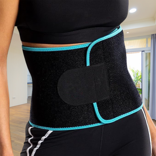 Teal-trimmed waist trainer belt for women’s fitness – The Fit Fab Co