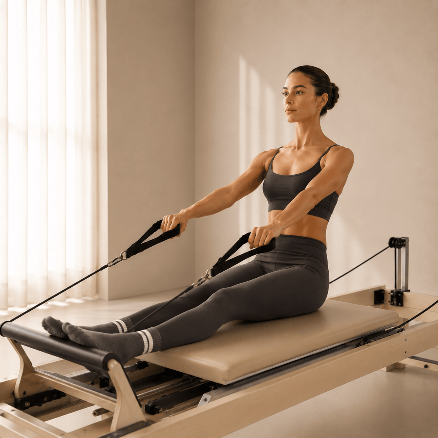 Mid-Calf Pilates Socks for Women | Non Slip Grip Socks