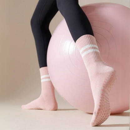 Pink grip socks for pilates and balance training on yoga ball – The Fit Fab Co