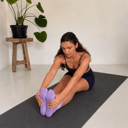 Mid-Calf Pilates Socks for Women | Non Slip Grip Socks