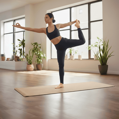 Woman practicing yoga balance pose in ankle Pilates Socks