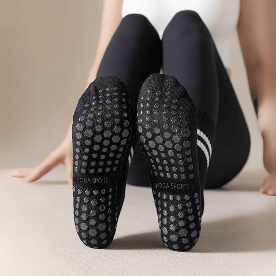 Mid-Calf Pilates Socks for Women | Non Slip Grip Socks