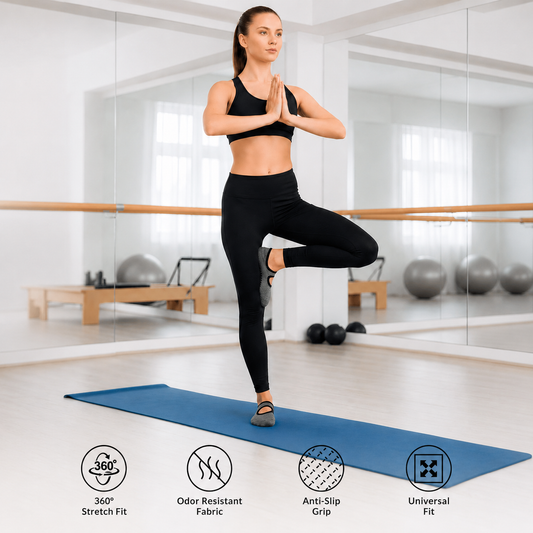 Non Slip Yoga Socks for Women | Pilates Grip Socks (Set of 3)