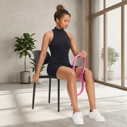 seated leg workout using pilates ring for resistance training
