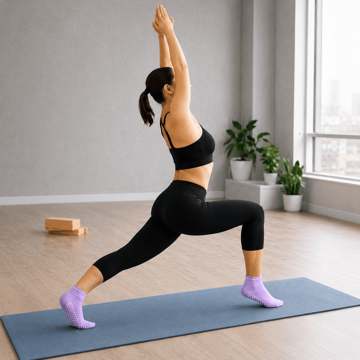 Low Rise Pilates Socks for Women | Non Slip Grip Socks (Set of 4)