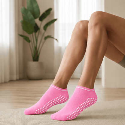 Low Rise Pilates Socks for Women | Non Slip Grip Socks (Set of 4)