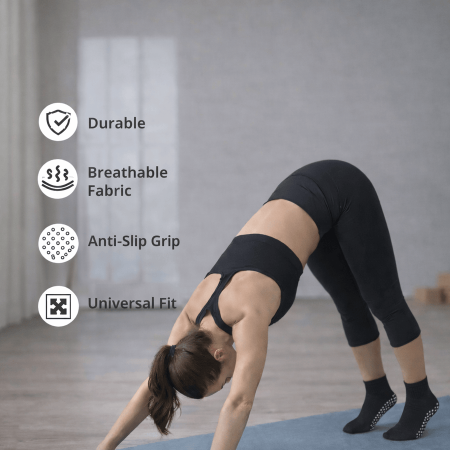 Low Rise Pilates Socks for Women | Non Slip Grip Socks (Set of 4)