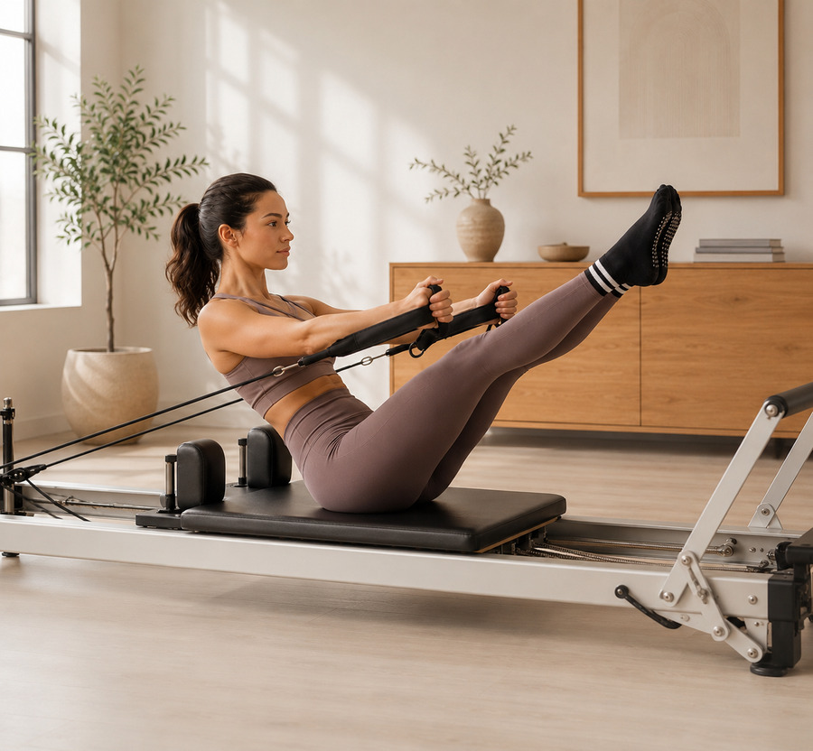 Mid-Calf Pilates Socks for Women | Non Slip Grip Socks